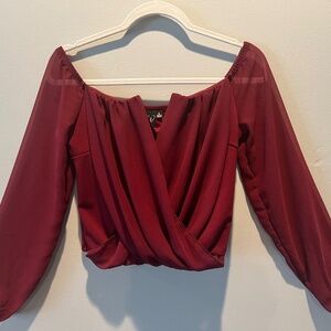 Windsor Goddess Top Draped V cut front Medium Flowy Long Sleeve